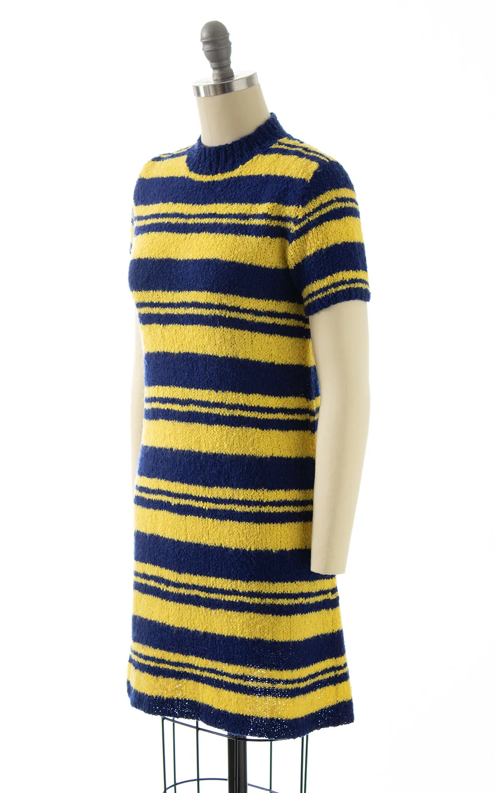 1960s 1970s Striped Bouclé Knit Sweater Dress | x-small
