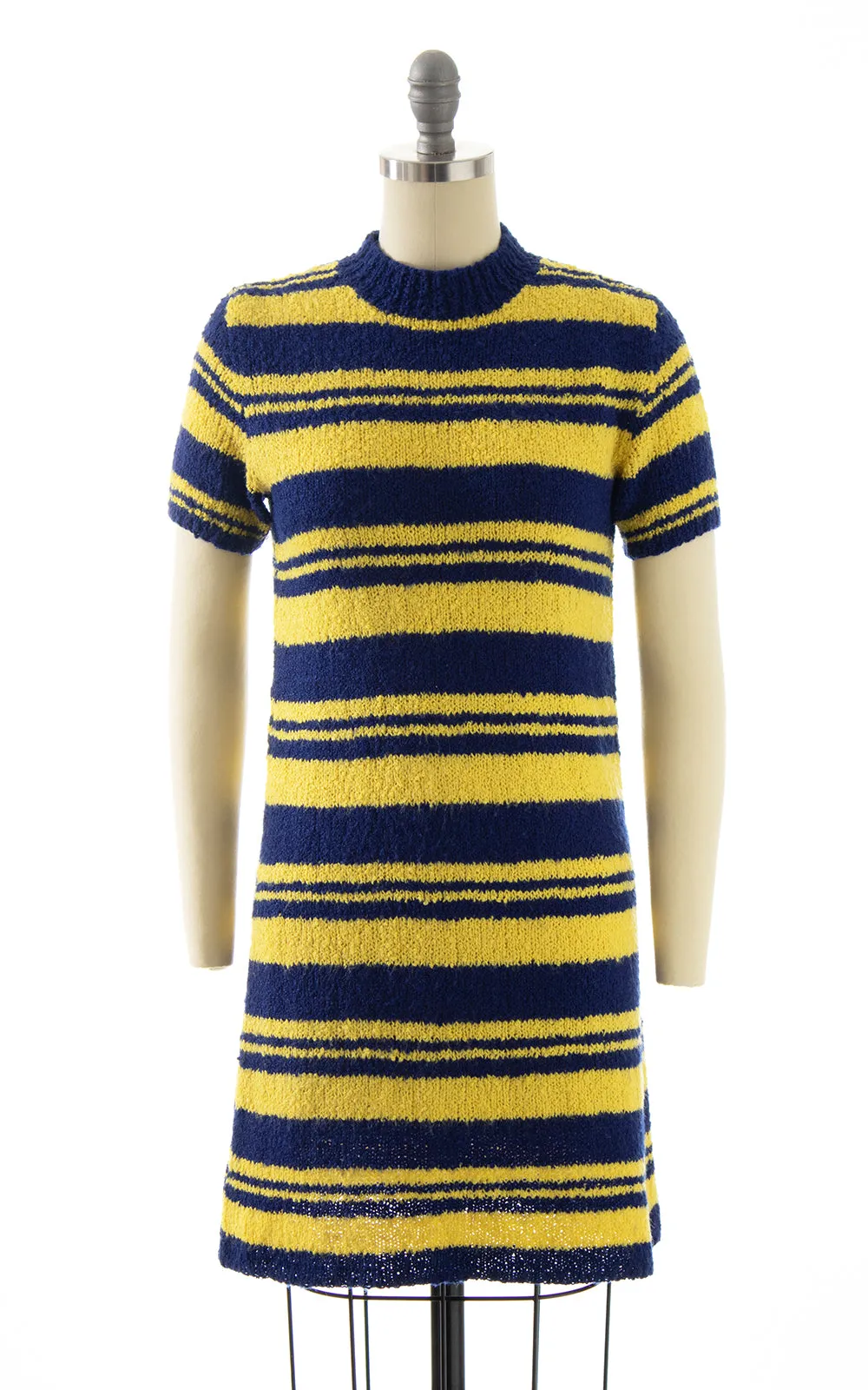 1960s 1970s Striped Bouclé Knit Sweater Dress | x-small