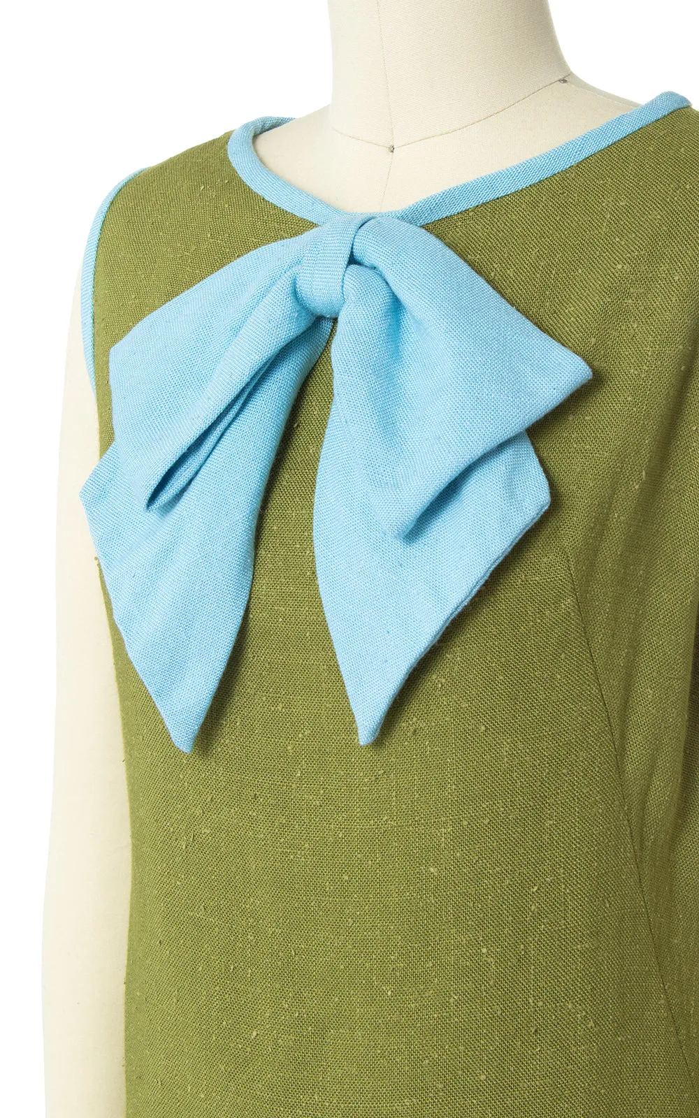 1960s Big Bow Linen Shift Dress | small