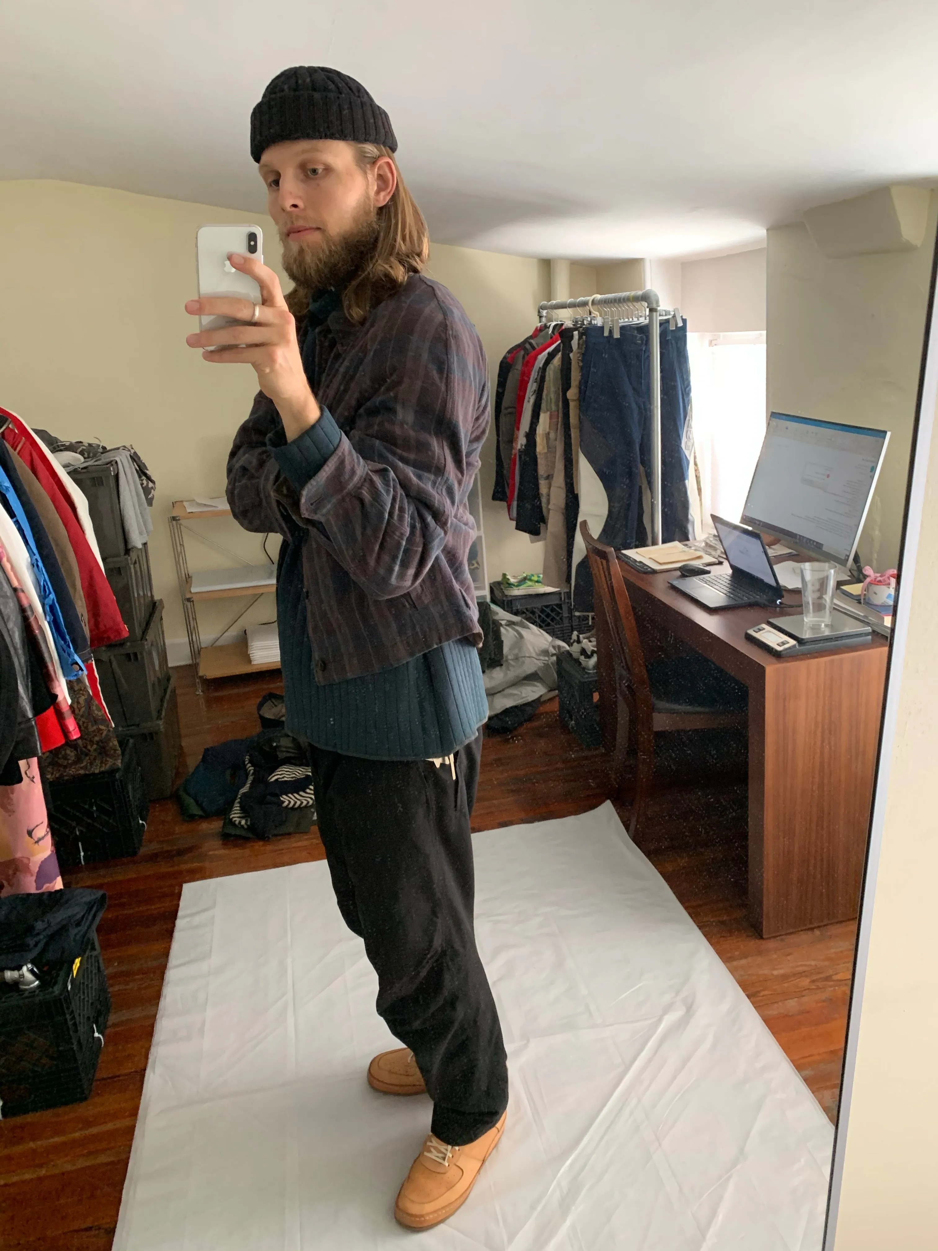 1980s CDGH Earth Tone Plaid Work Blouson - Size L