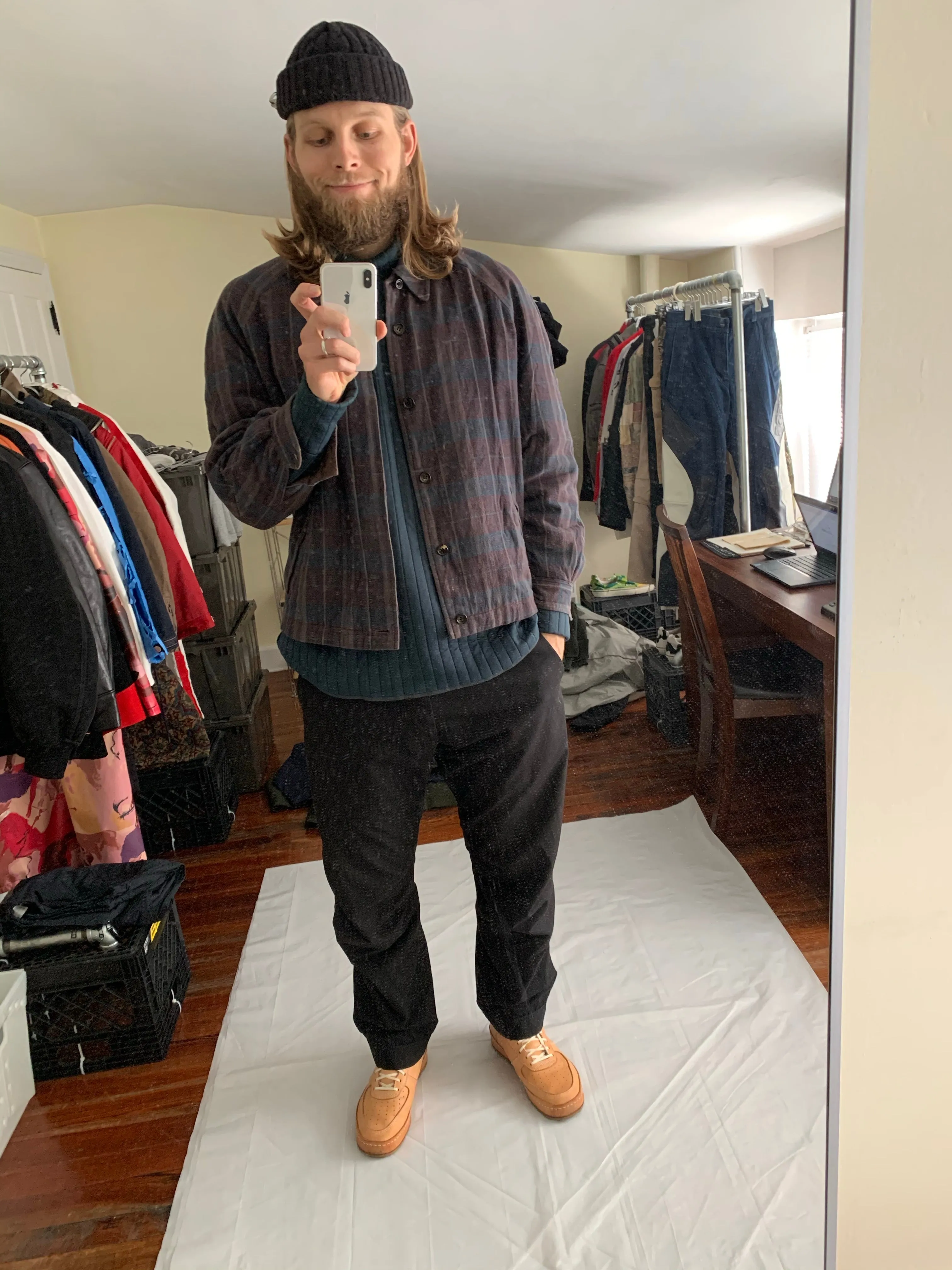 1980s CDGH Earth Tone Plaid Work Blouson - Size L