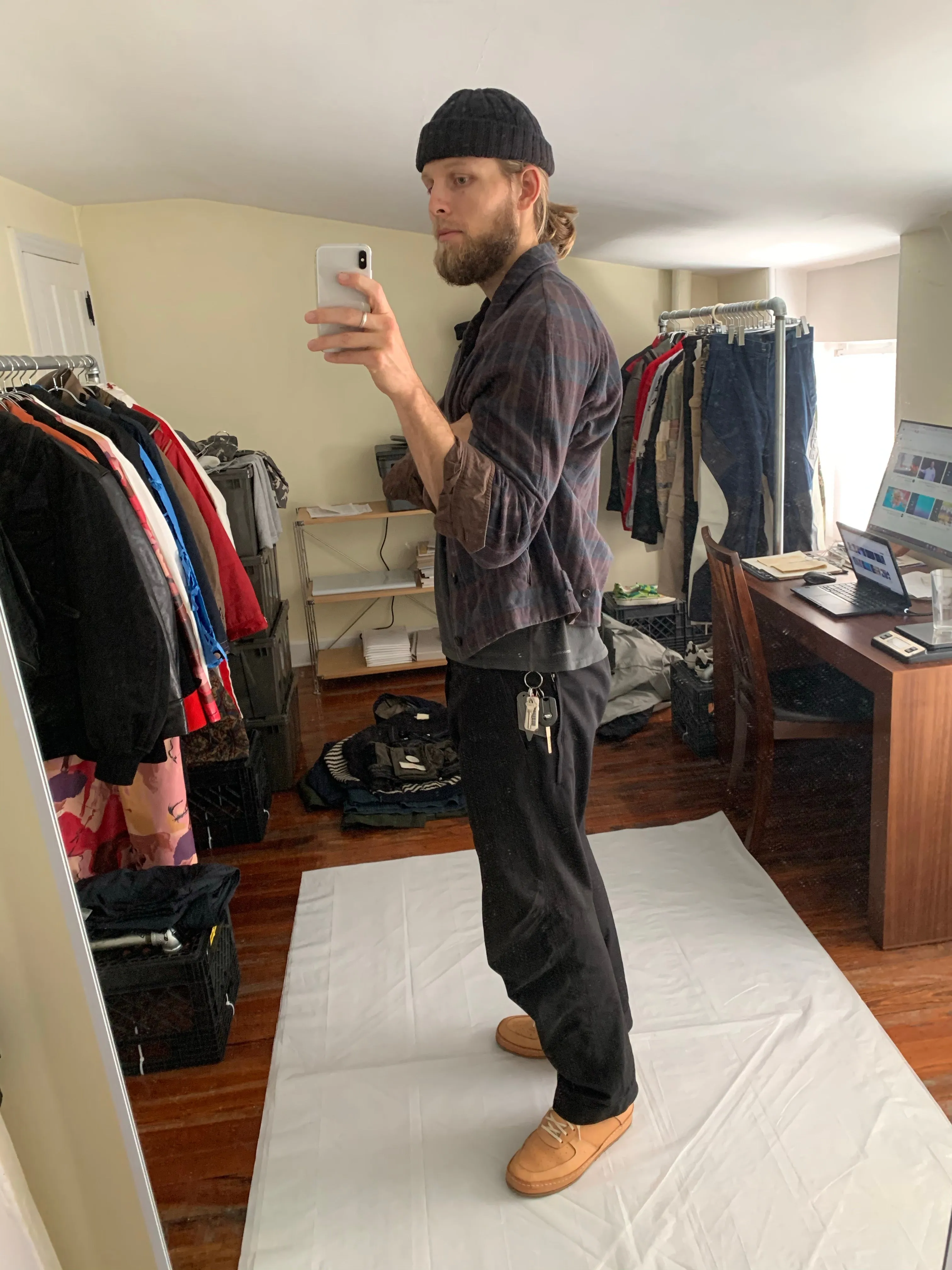1980s CDGH Earth Tone Plaid Work Blouson - Size L