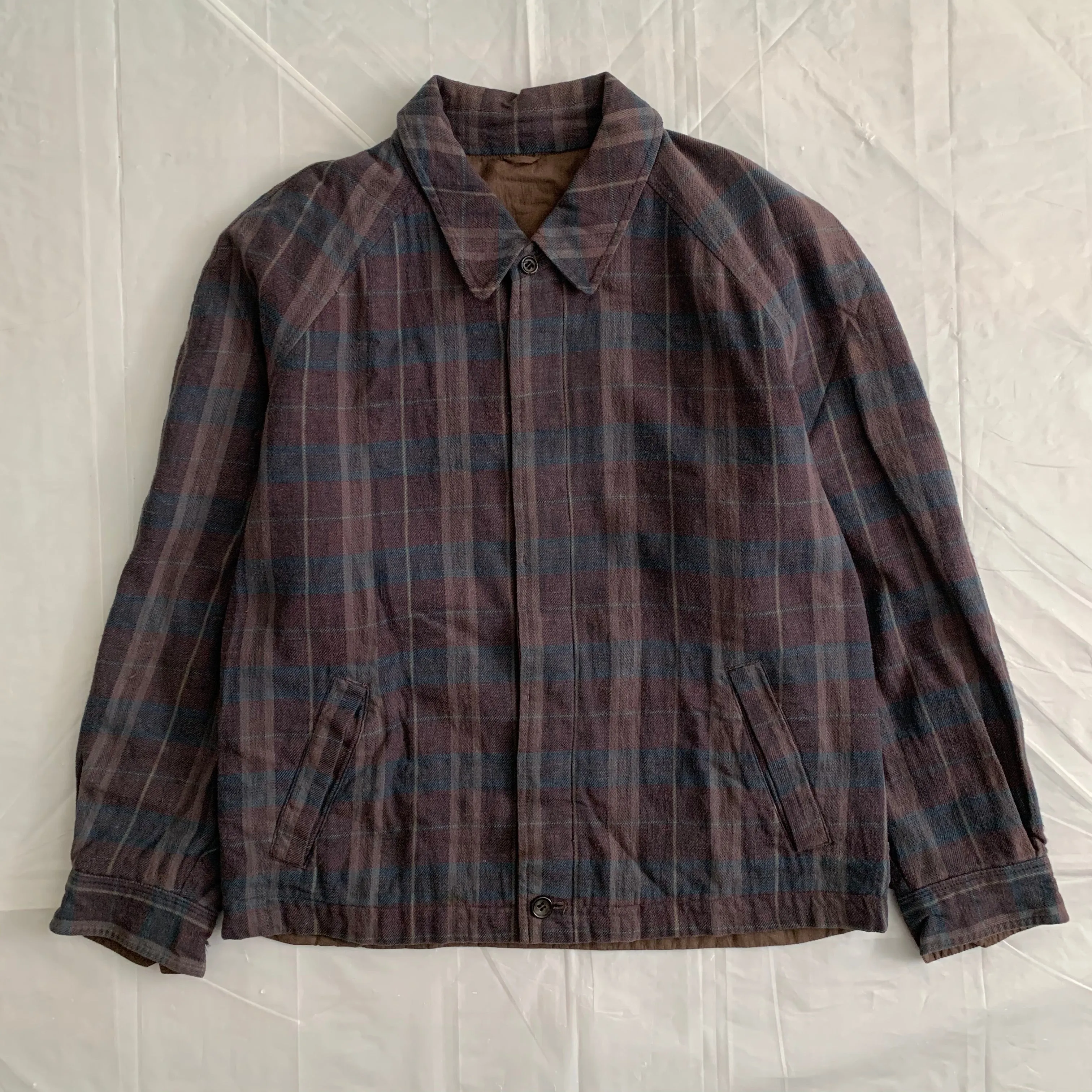 1980s CDGH Earth Tone Plaid Work Blouson - Size L
