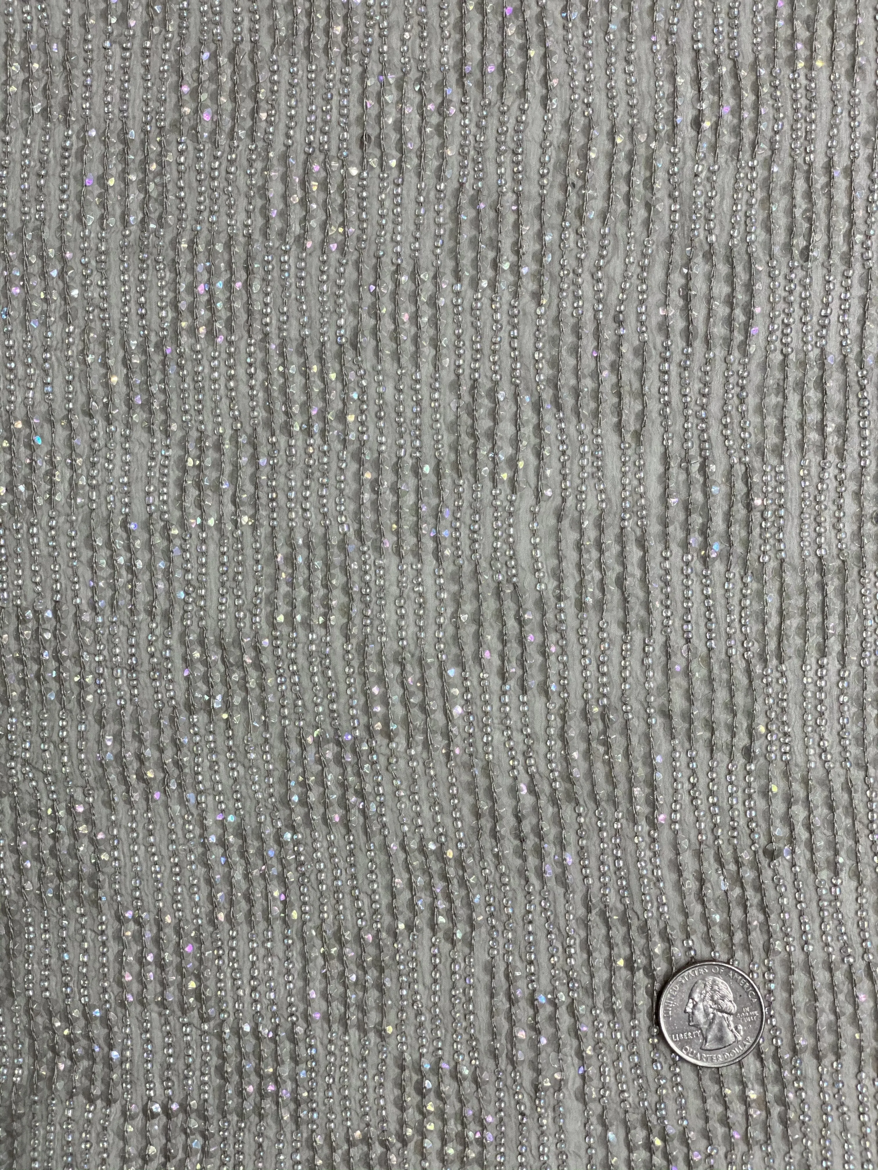 Aluminum Sequin & Beads On Silk Chiffon JEC-069-6 Fabric