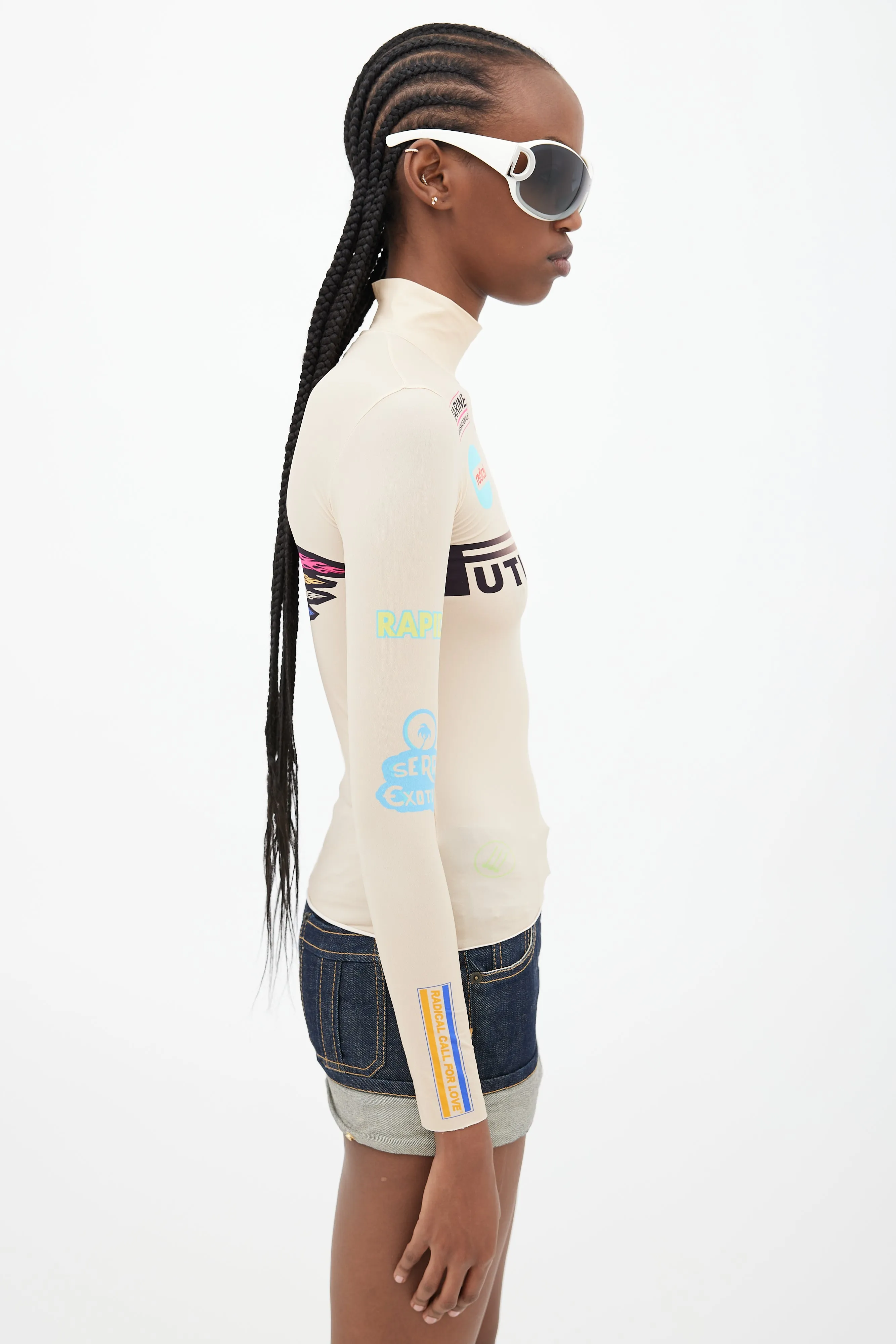 Beige & Multicolour Futurewear Logo Top