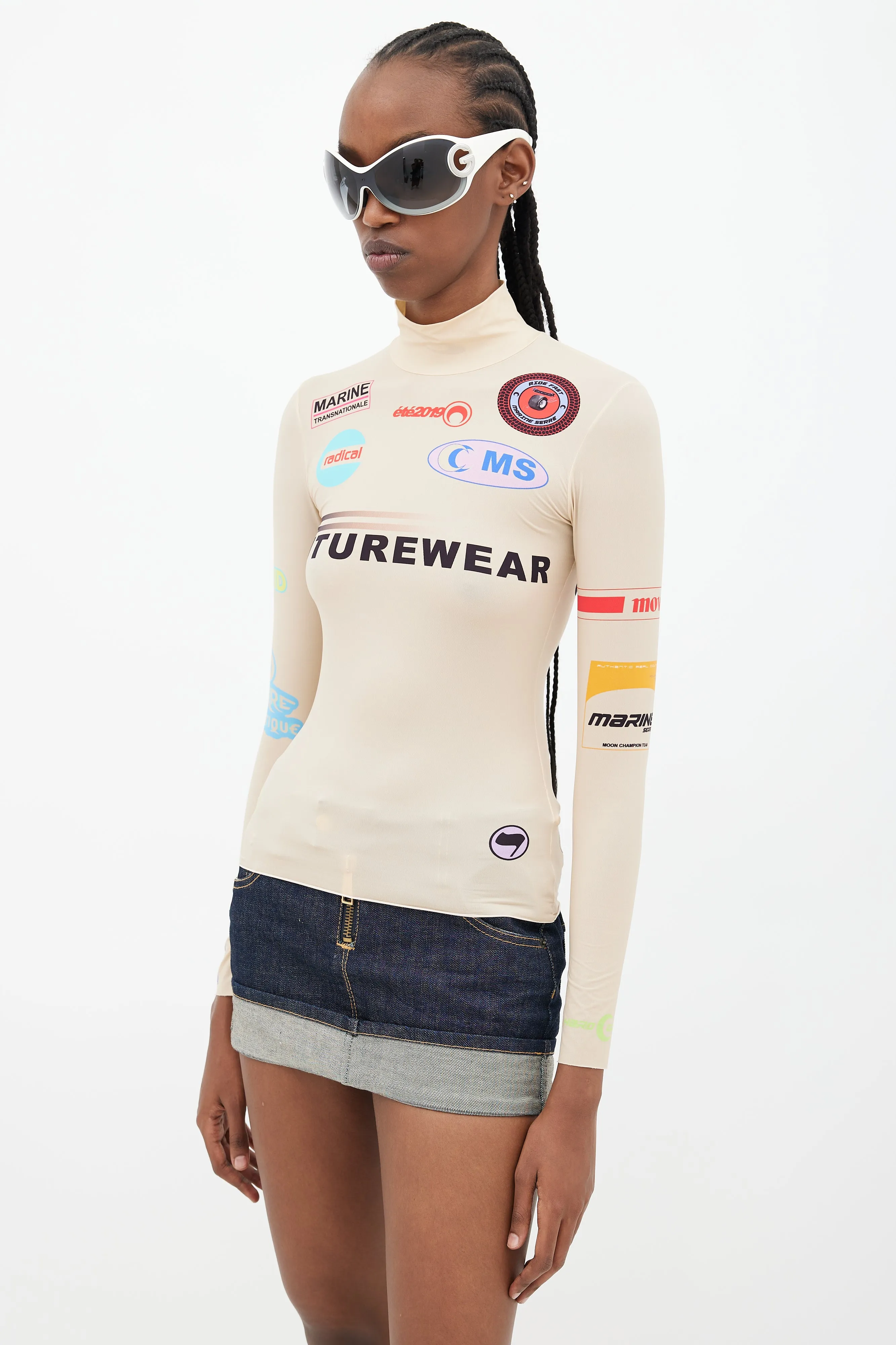 Beige & Multicolour Futurewear Logo Top