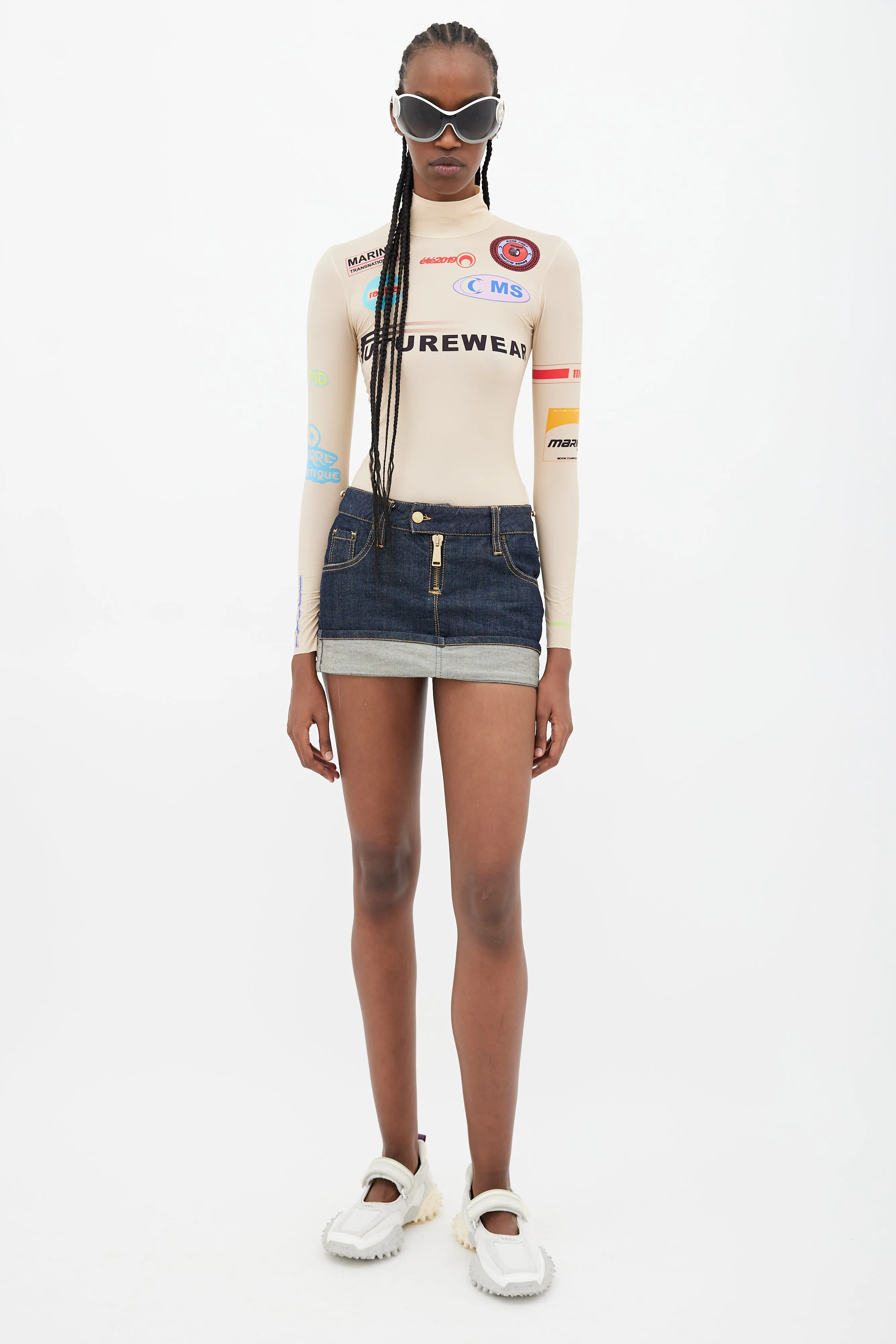 Beige & Multicolour Futurewear Logo Top