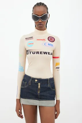 Beige & Multicolour Futurewear Logo Top