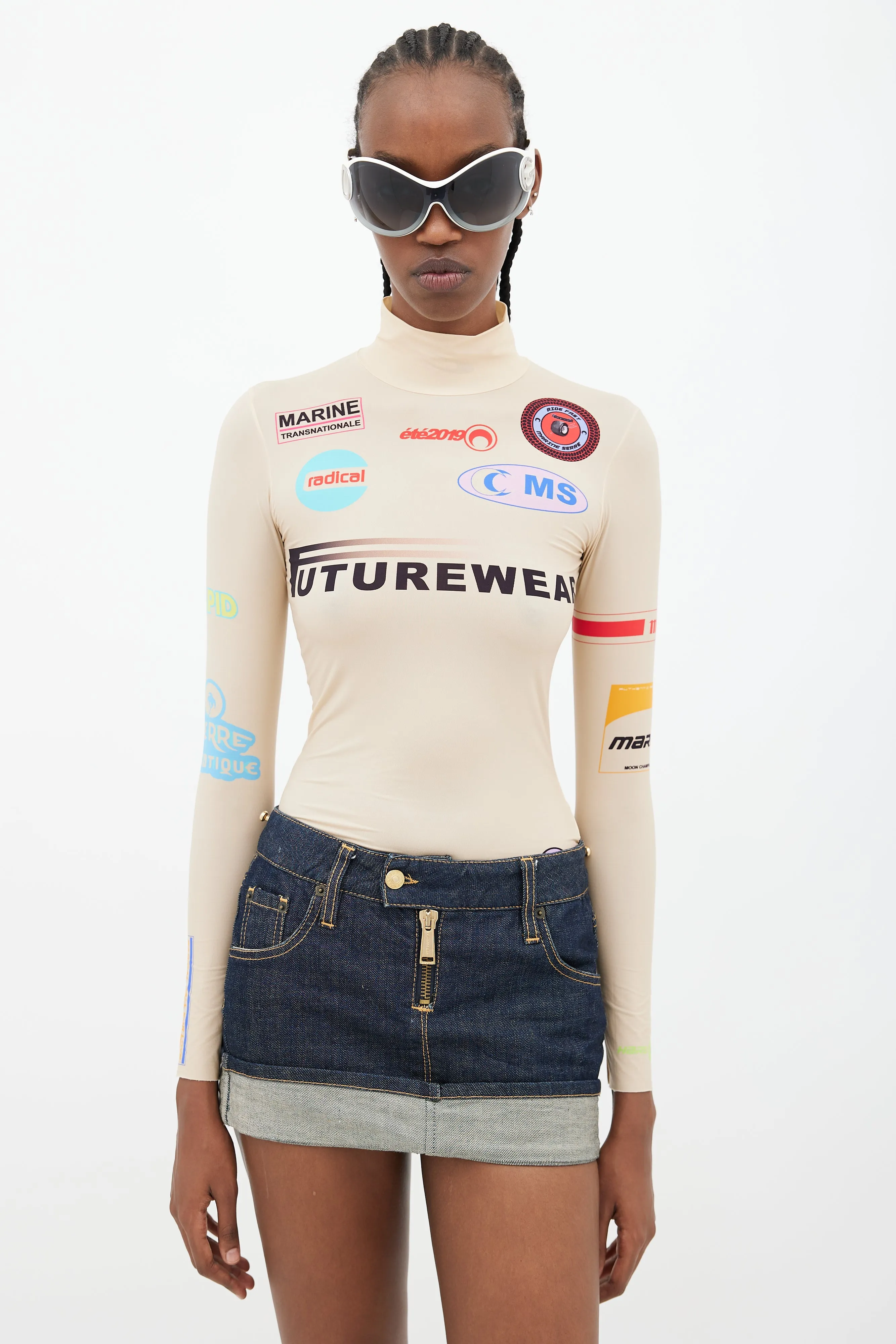 Beige & Multicolour Futurewear Logo Top
