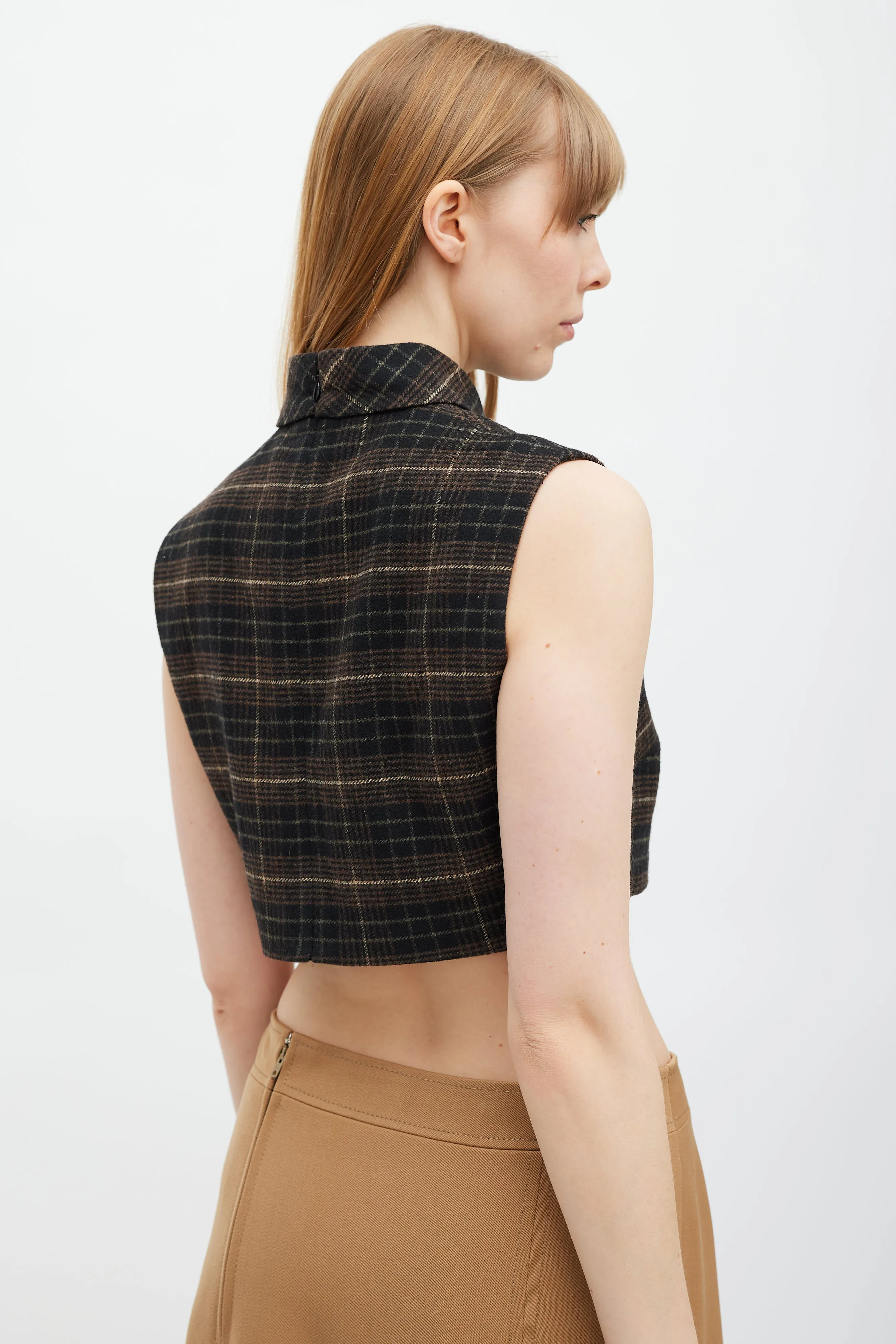 Black & Brown Plaid Cropped Top