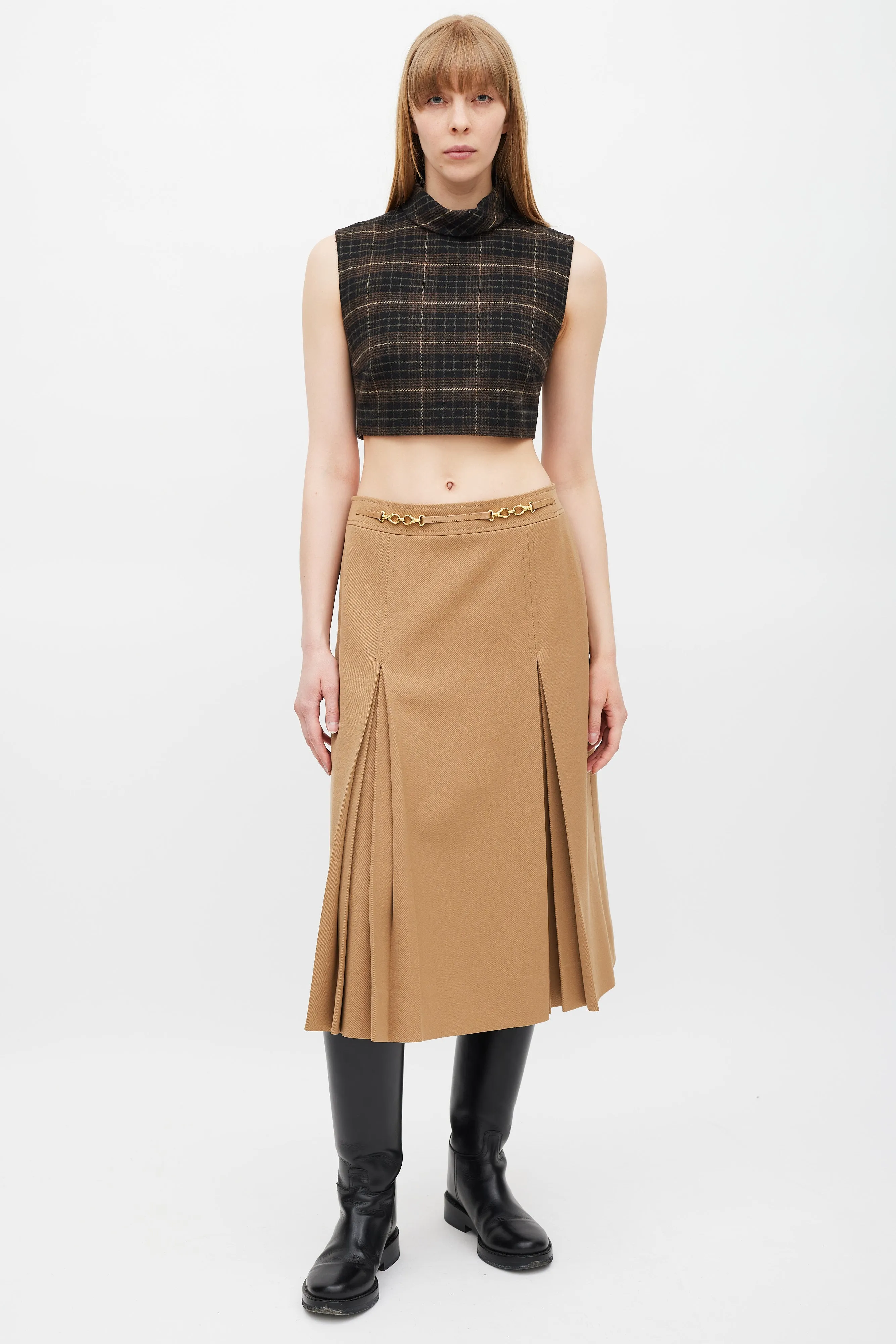 Black & Brown Plaid Cropped Top