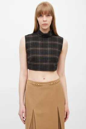 Black & Brown Plaid Cropped Top