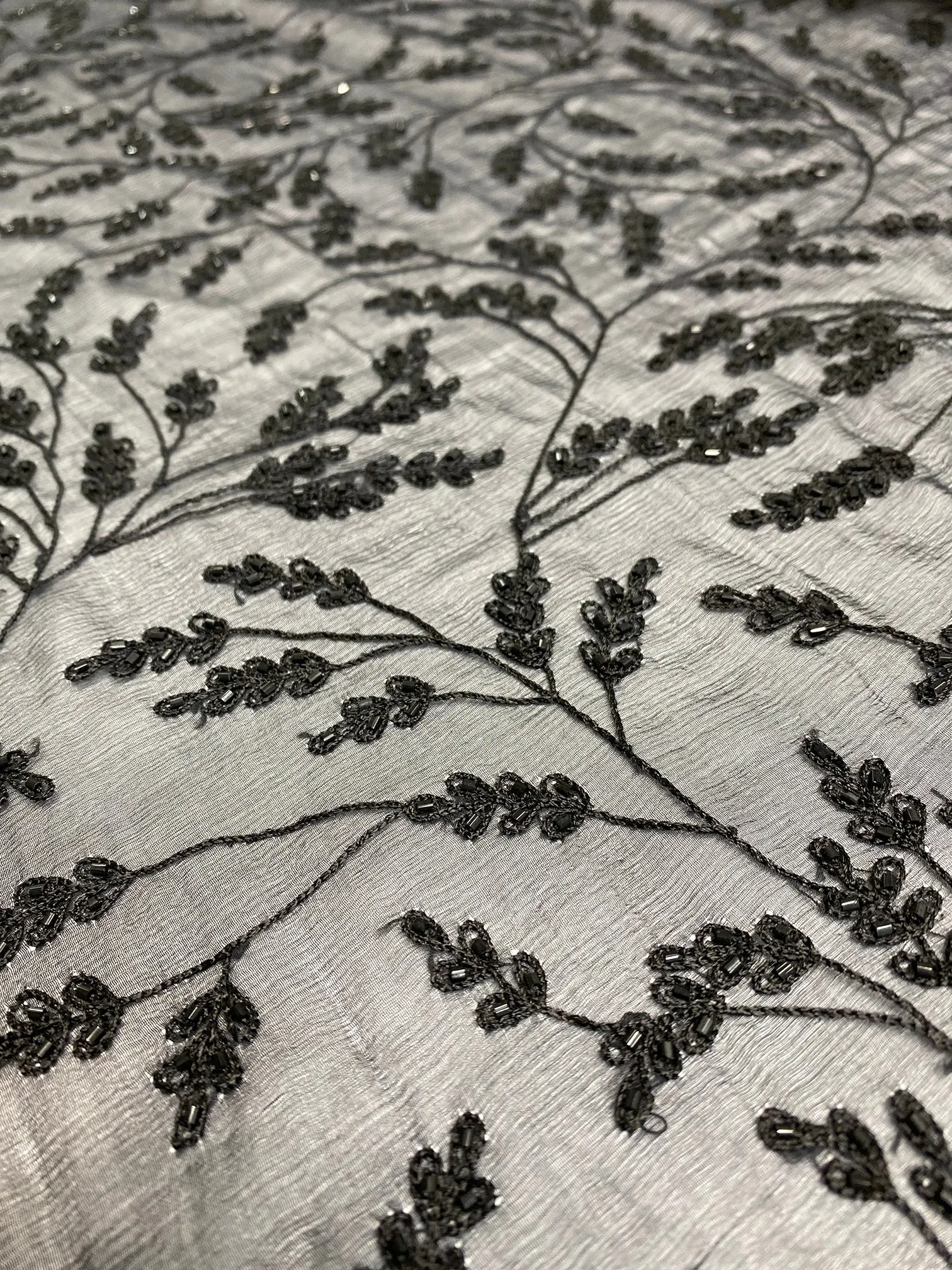 Black JEC-176-6 Sequins & Beads on Silk Chiffon