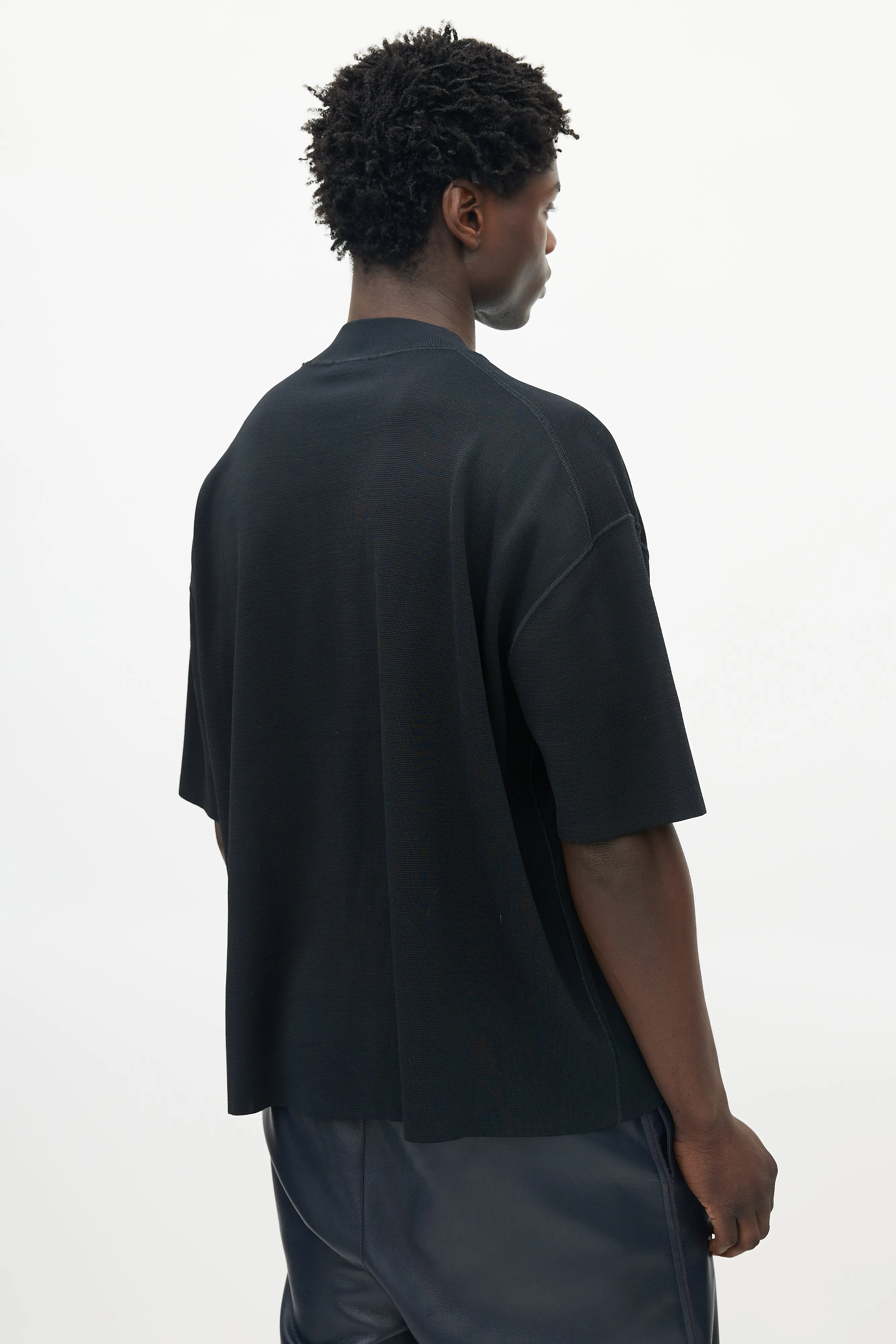 Black Knit Mock Neck Top