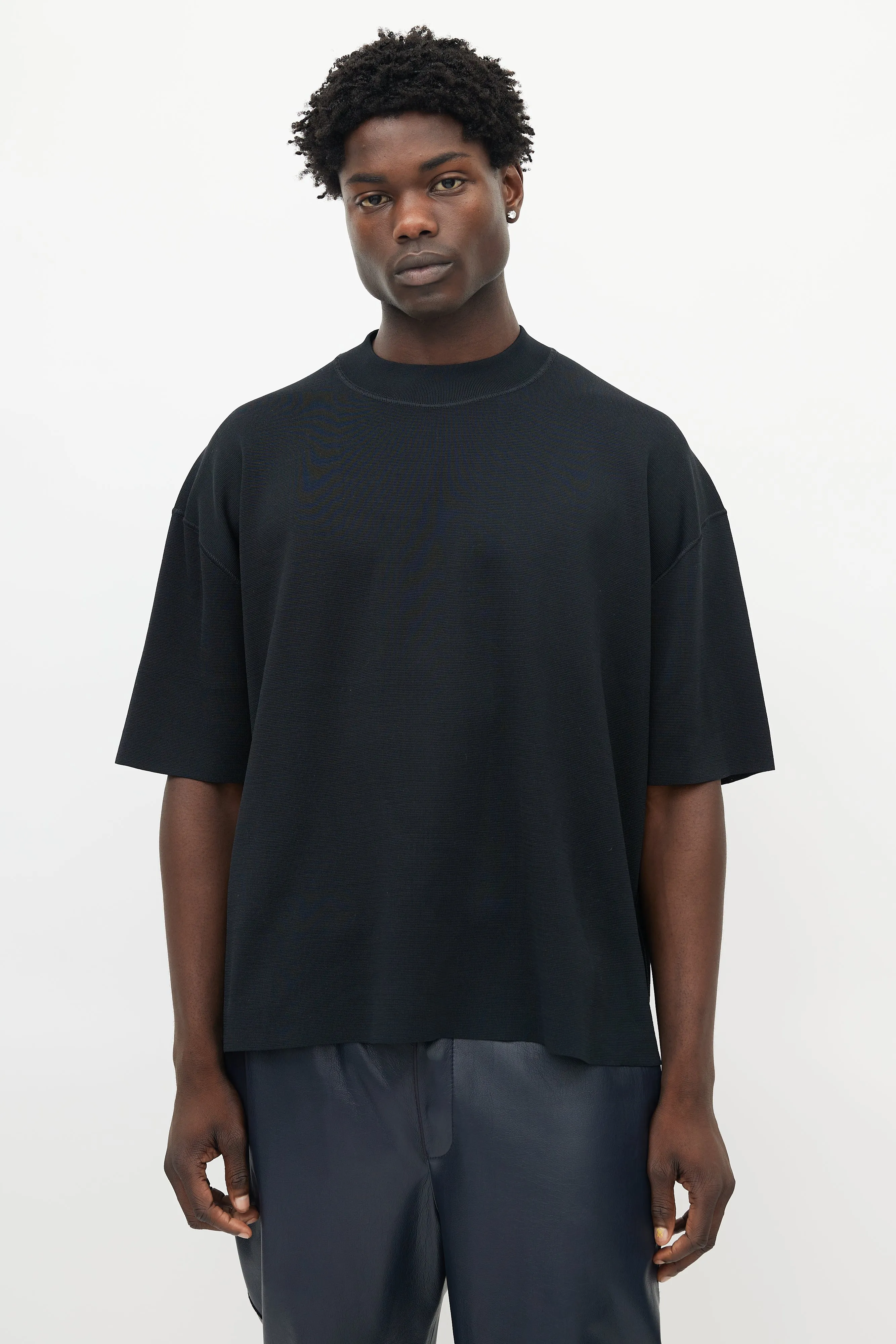 Black Knit Mock Neck Top