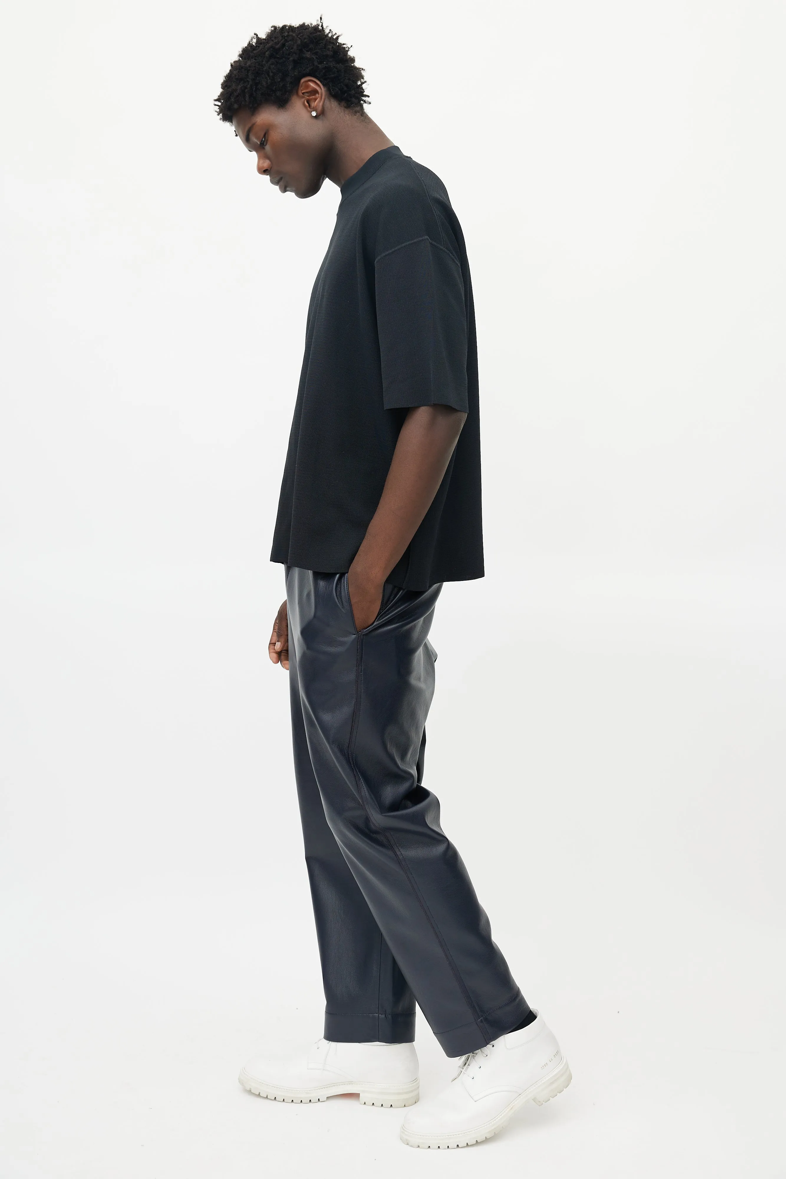 Black Knit Mock Neck Top