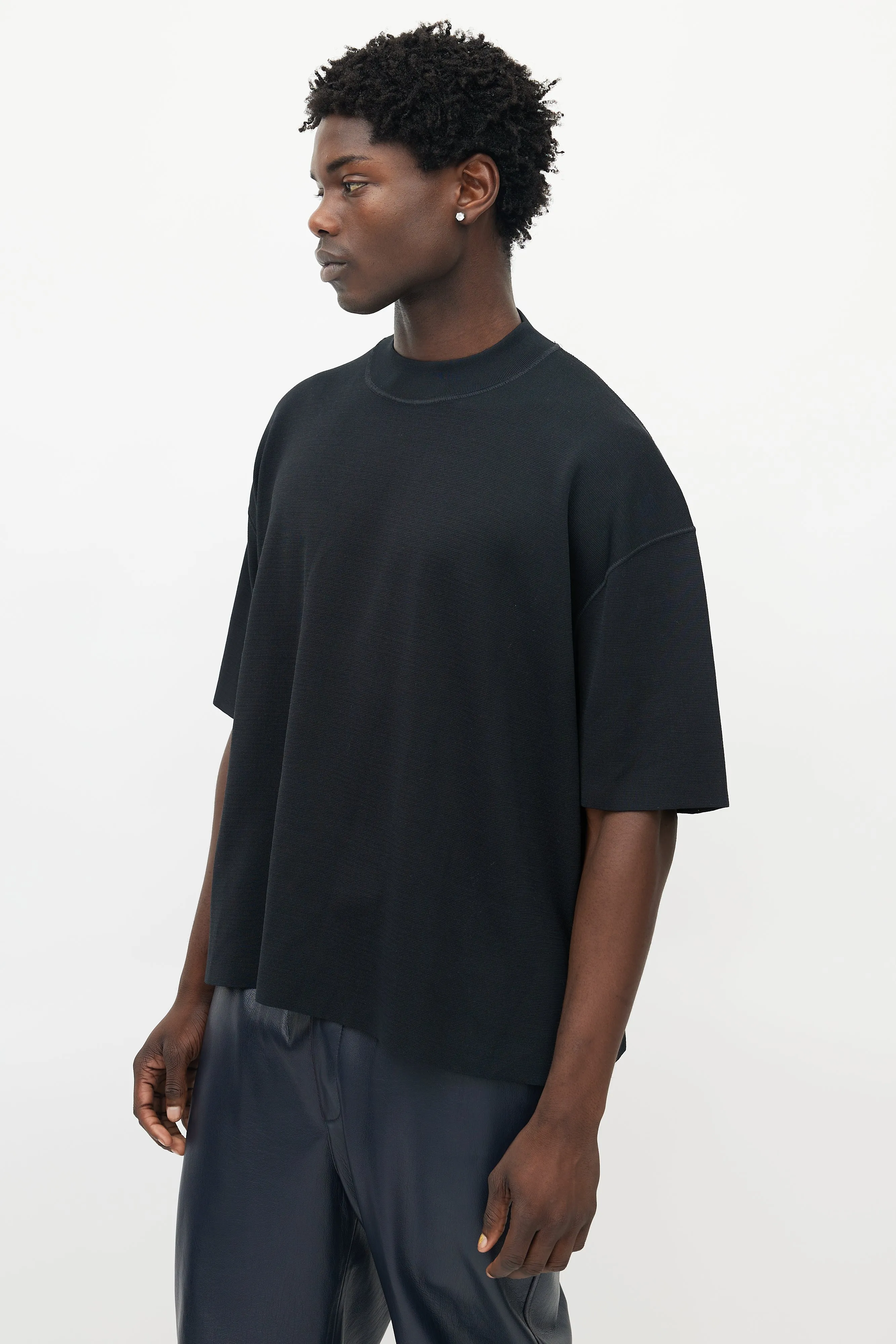 Black Knit Mock Neck Top