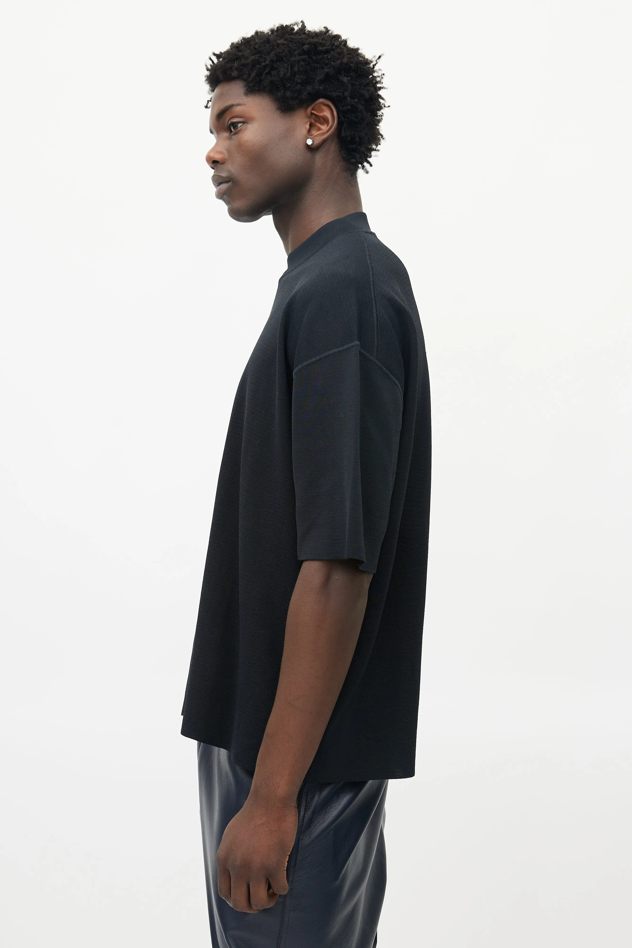 Black Knit Mock Neck Top
