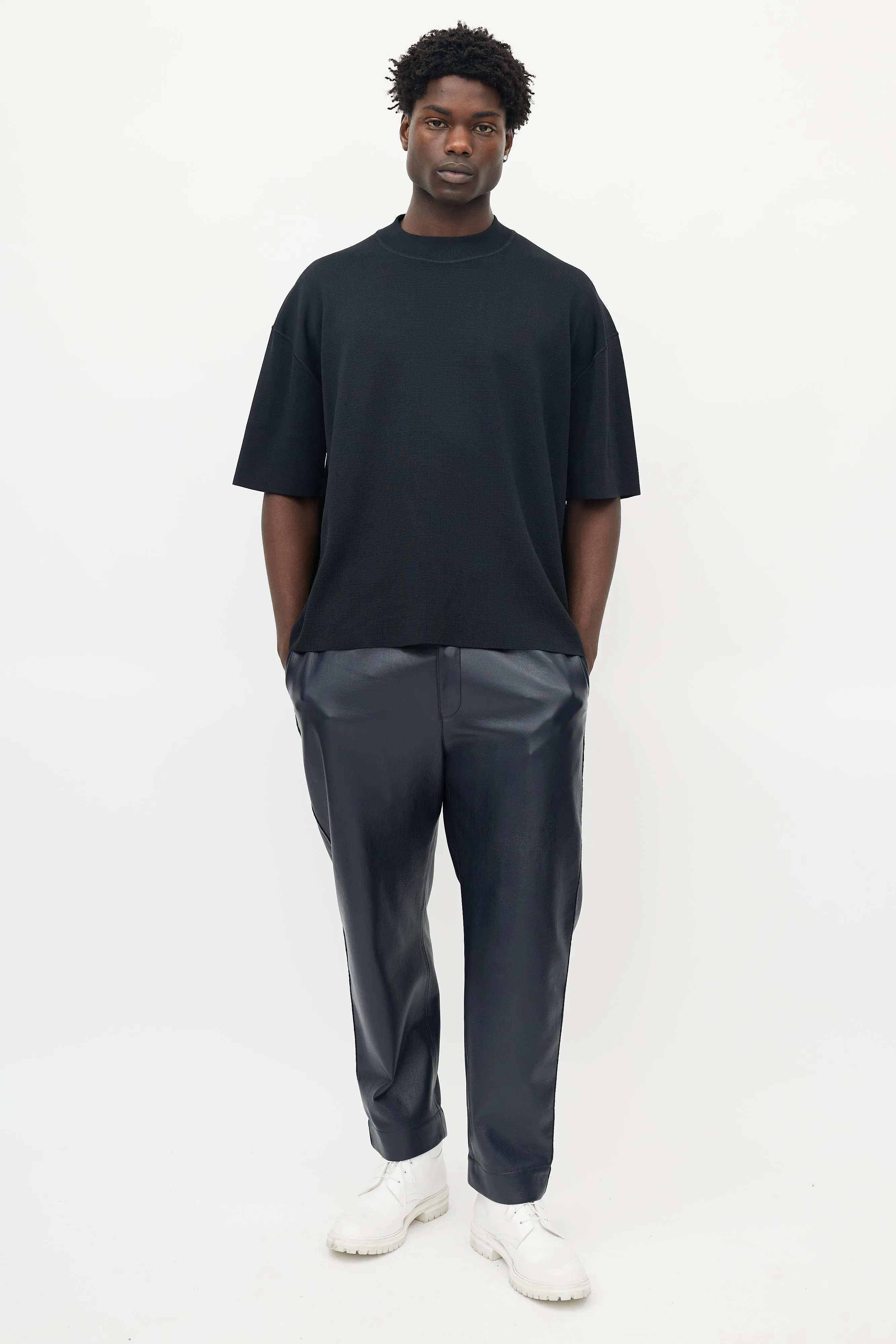 Black Knit Mock Neck Top