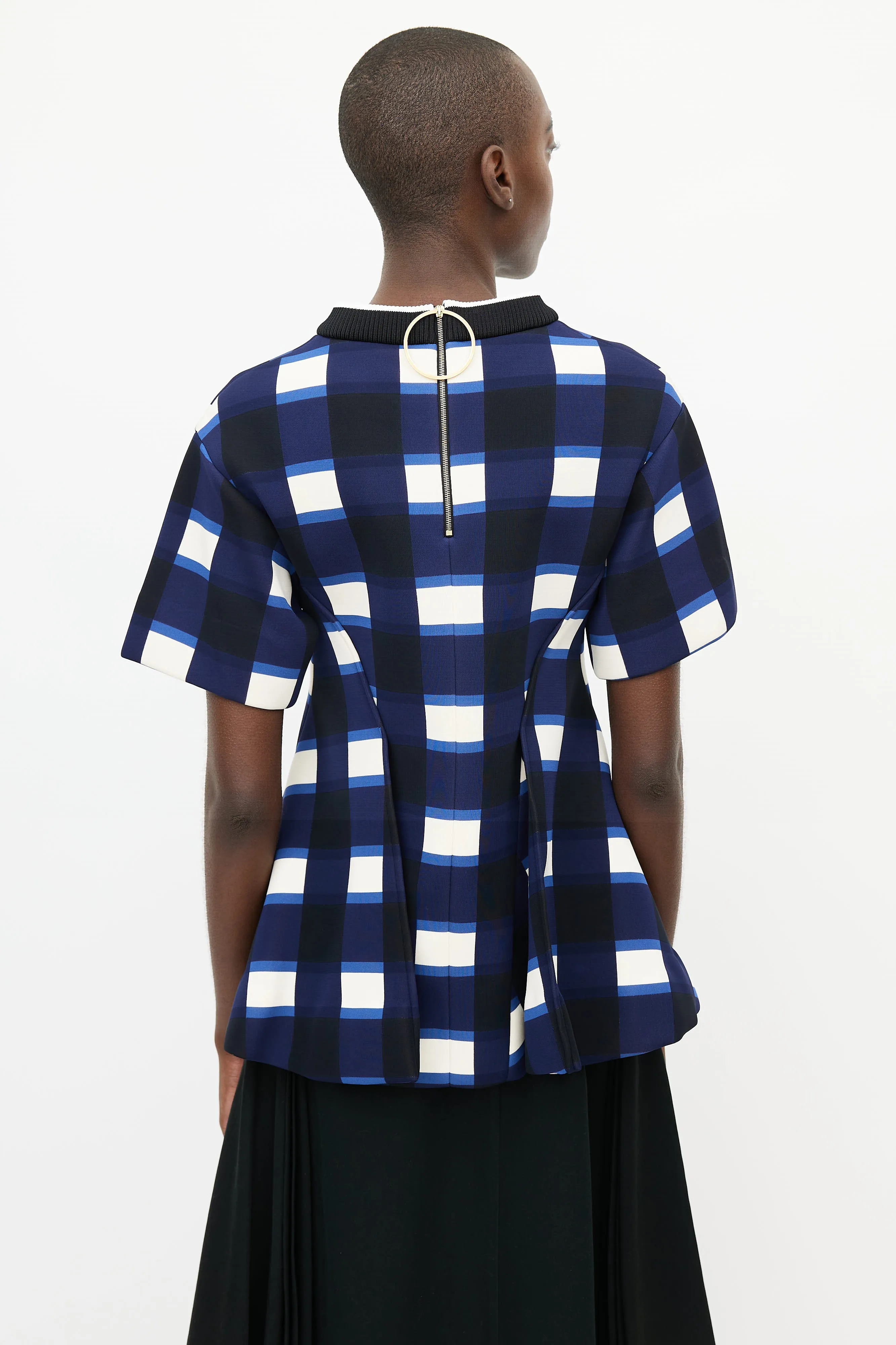 Blue & Multicolour Check Neoprene Top