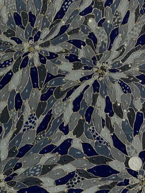 Blue Sequin & Beads On Silk Chiffon JEC-129-3 Fabric
