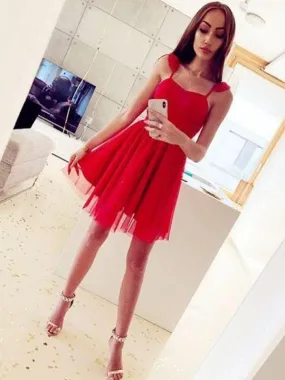 Bridelily A-Line Satin Spaghetti Straps With Ruched Sleeveless Short/Mini Dresses