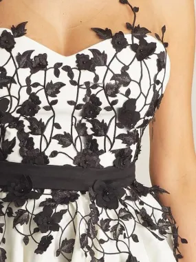 Bridelily A-Line Sweetheart Satin Sleeveless With Applique Short/Mini Dresses