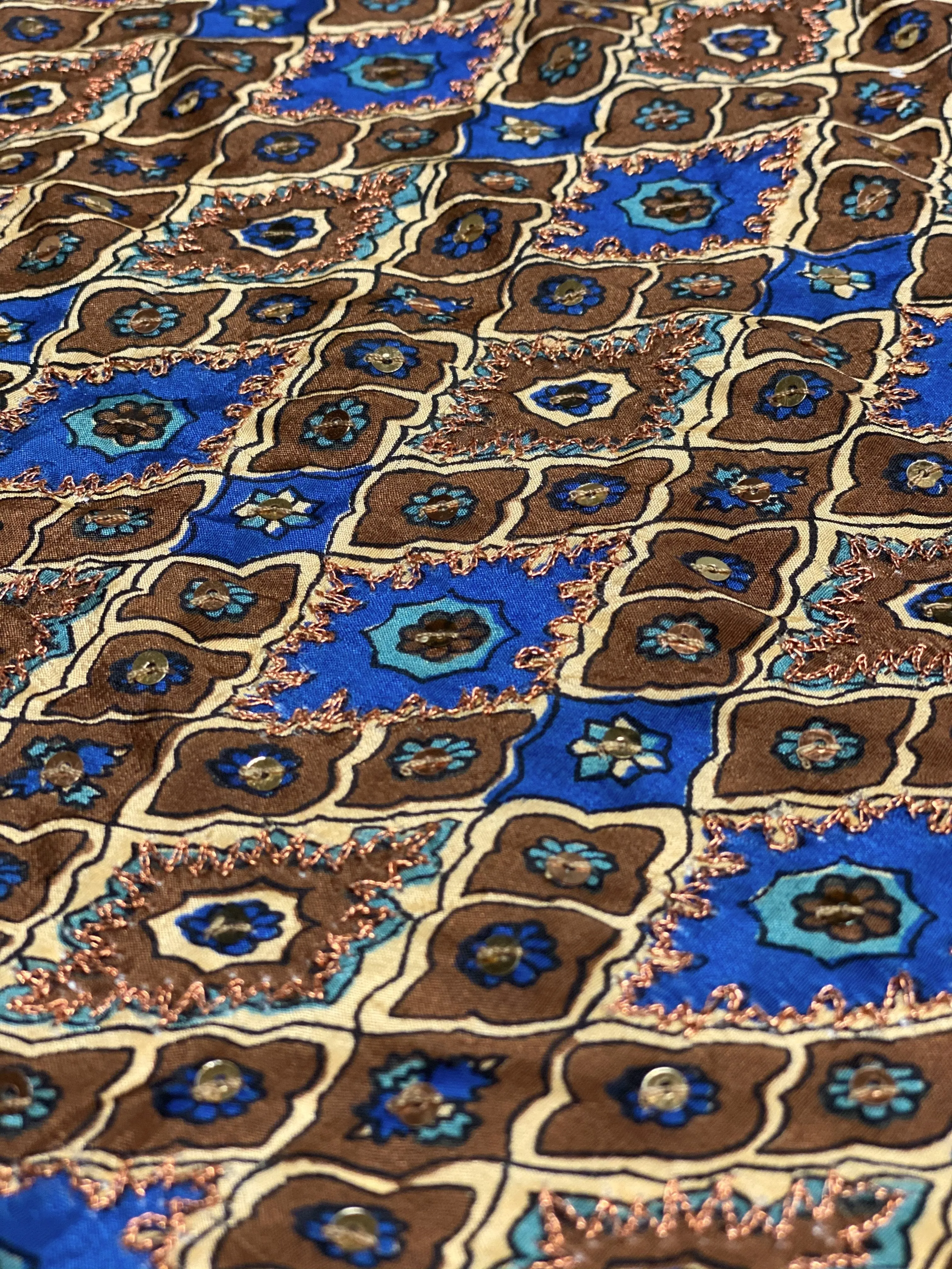 Brown Sequin & Beads On Silk Chiffon JEC-083-4 Fabric