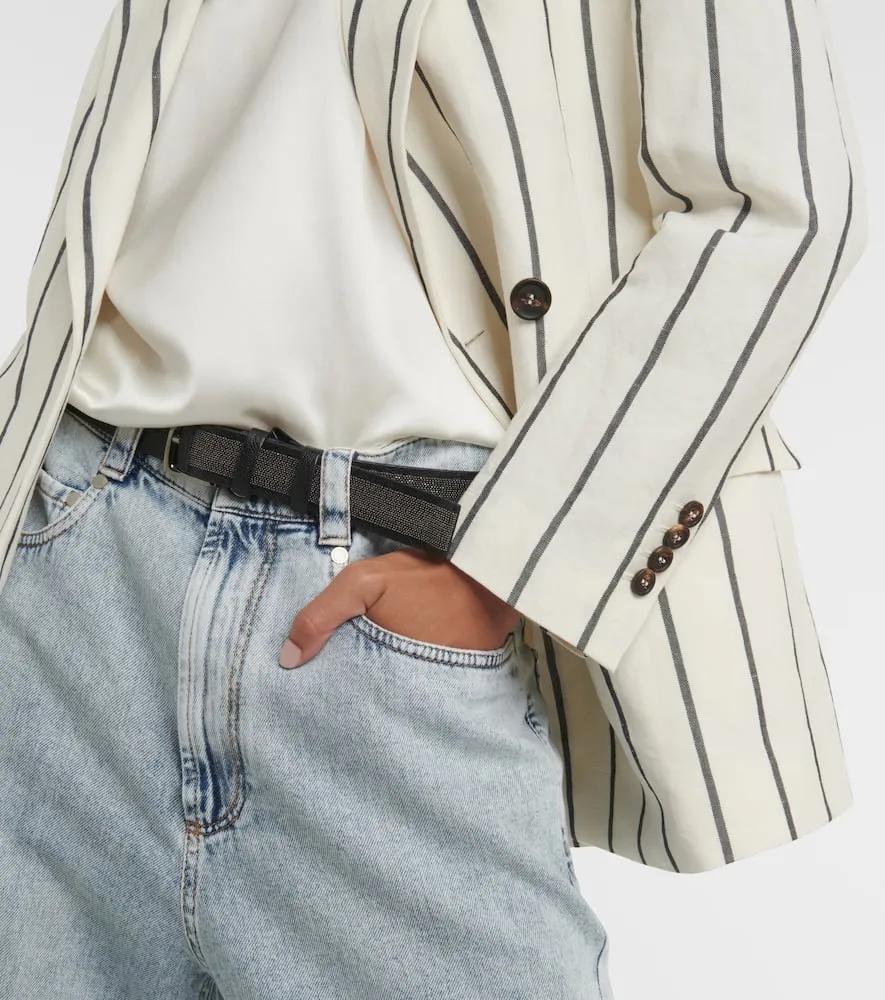 Brunello Cucinelli Embellished linen and cotton blazer