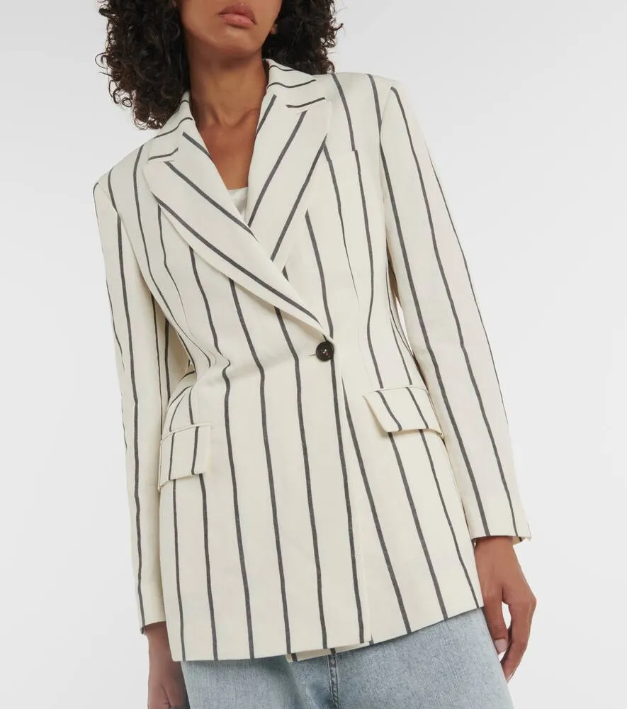 Brunello Cucinelli Embellished linen and cotton blazer