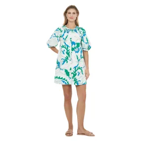 Embroidered Button Mini Dress