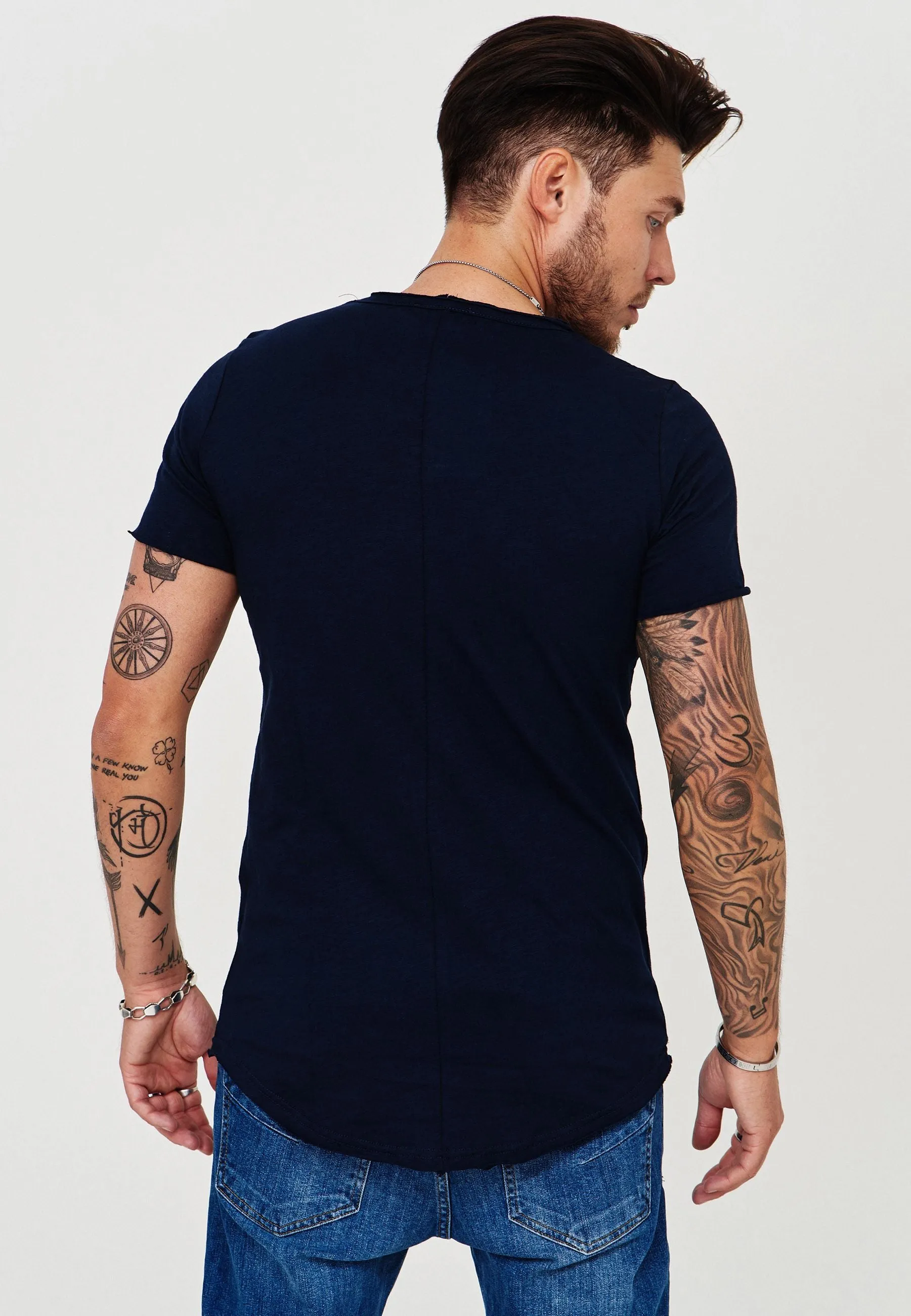 Longline T-Shirt Dunkelblau 7103