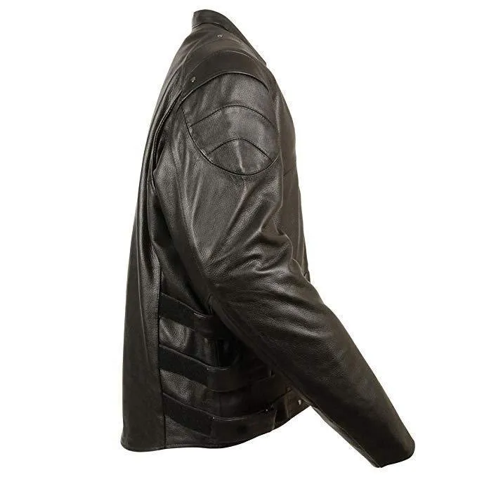 Milwaukee Leather MPM1755  Men's Assault Style Black Leather/Textile Jacket with Gun Pockets