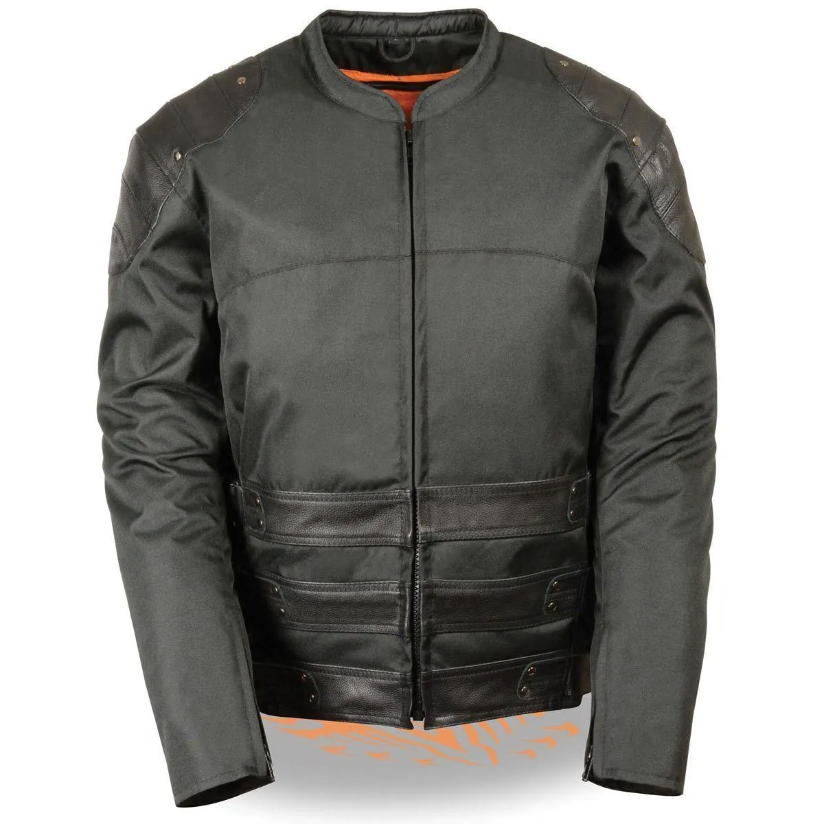 Milwaukee Leather MPM1755  Men's Assault Style Black Leather/Textile Jacket with Gun Pockets