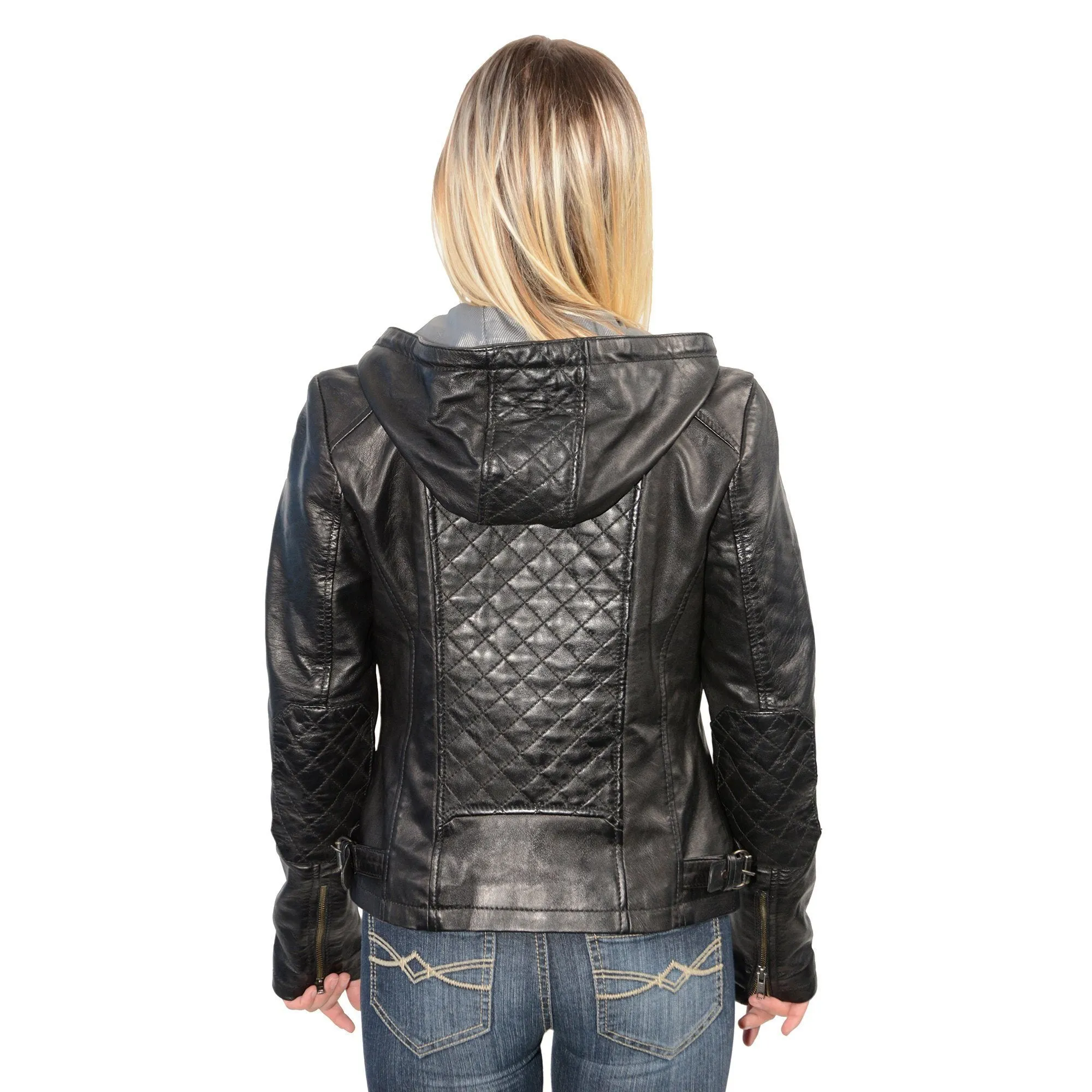 Milwaukee Leather-SFL2810-Ladies Black Hooded scuba jacket with draw string
