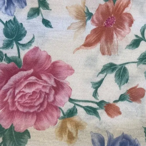 Pink/Green |  Rose Garden Jersey Polyester Print Knit Fabric - SKU 5947 #U3