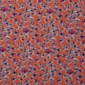 Printed Stretch Cotton Poplin - PAULINA - Clematis - Dark orange