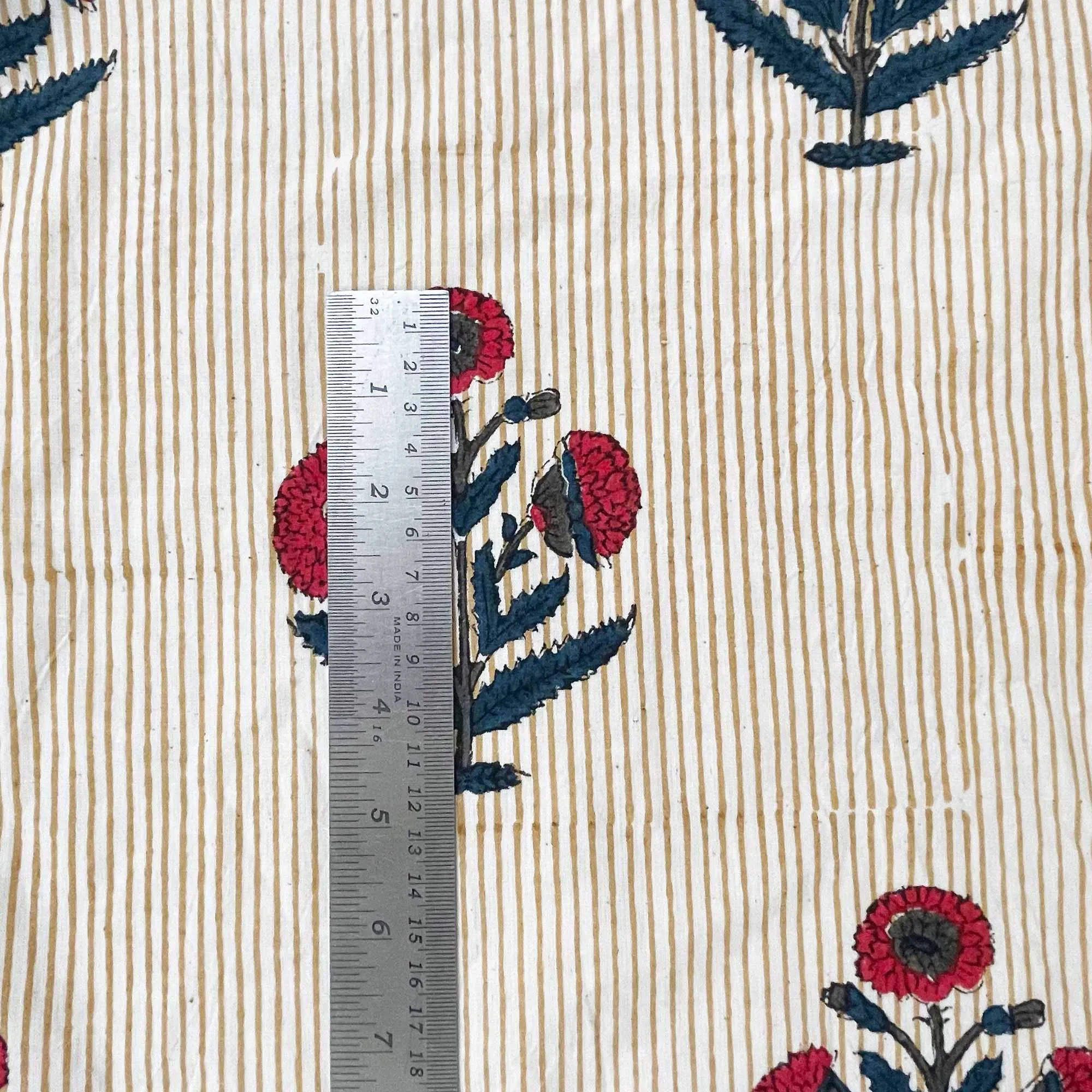 Red and Blue Poppy Organic Cotton Fabric