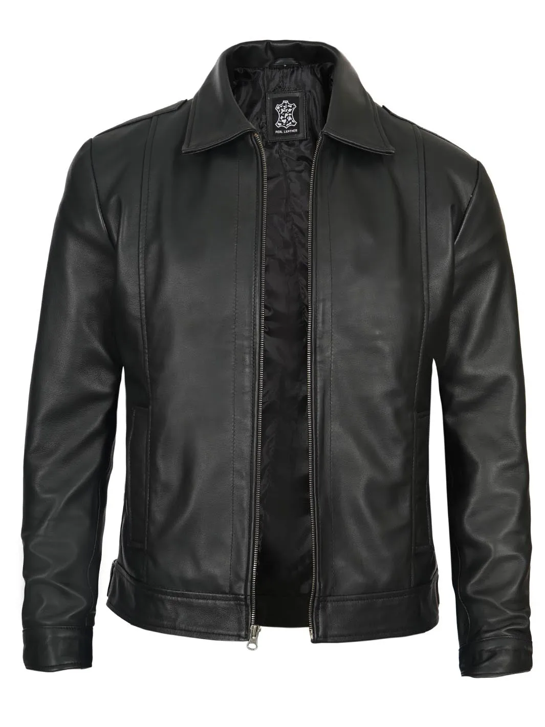 Reeves Mens Black Harrington Vintage Leather Jacket