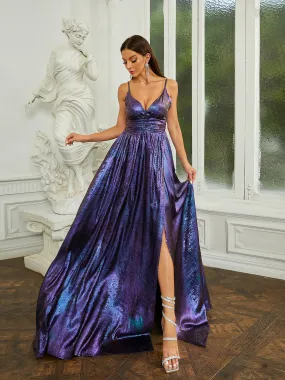 Sexy High Waist Metallic Purple Ball Gown RH30521