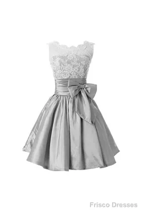Silver Taffeta Short Homecoming Dresses Prom Dresses