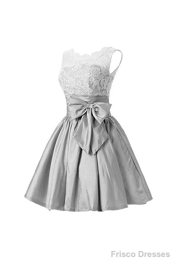 Silver Taffeta Short Homecoming Dresses Prom Dresses