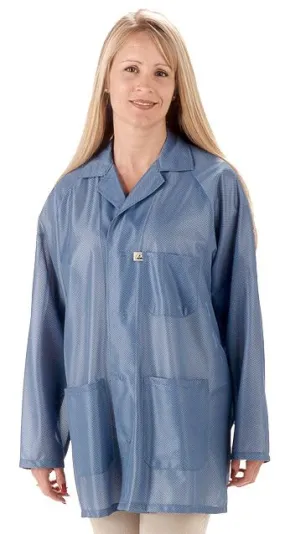 TechWear SOJ-23 OFX-100 Waist-Length ESD Jacket with 3 Pockets, Blue