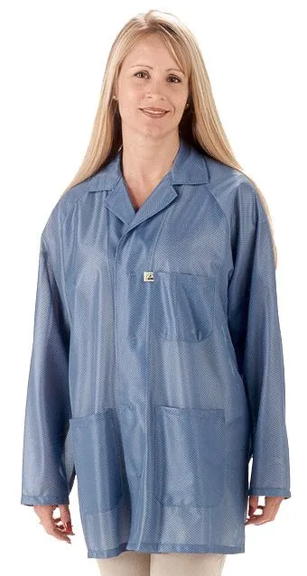 TechWear SOJ-23 OFX-100 Waist-Length ESD Jacket with 3 Pockets, Blue