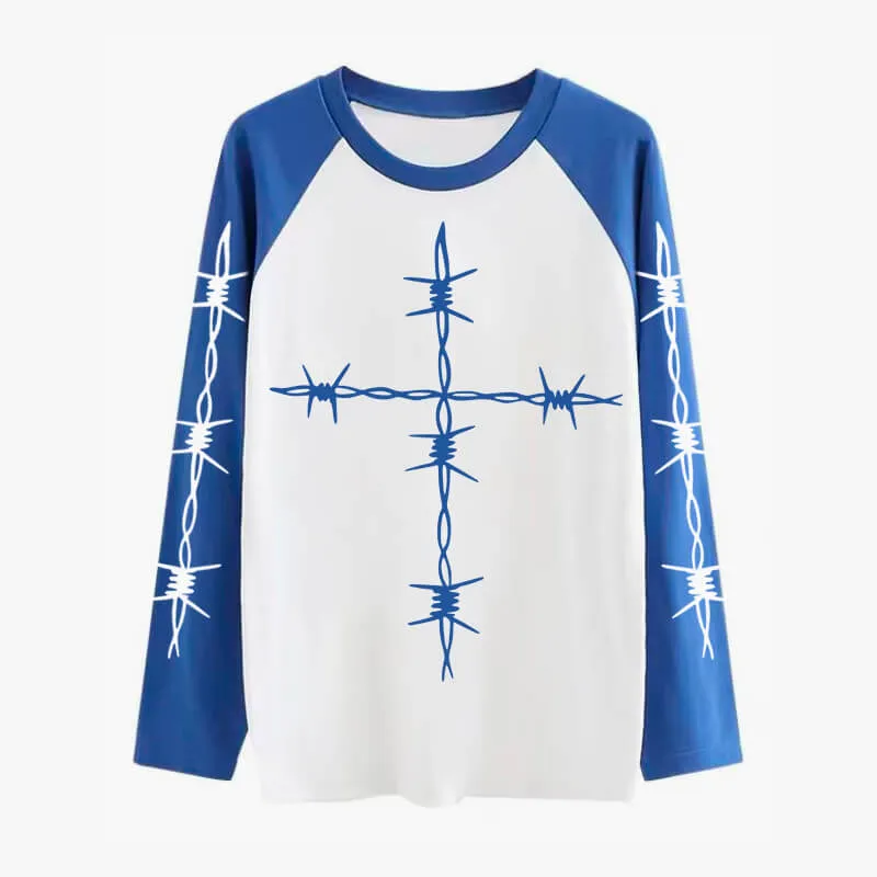Thorn Barbed Wire Raglan Long Sleeve Shirt