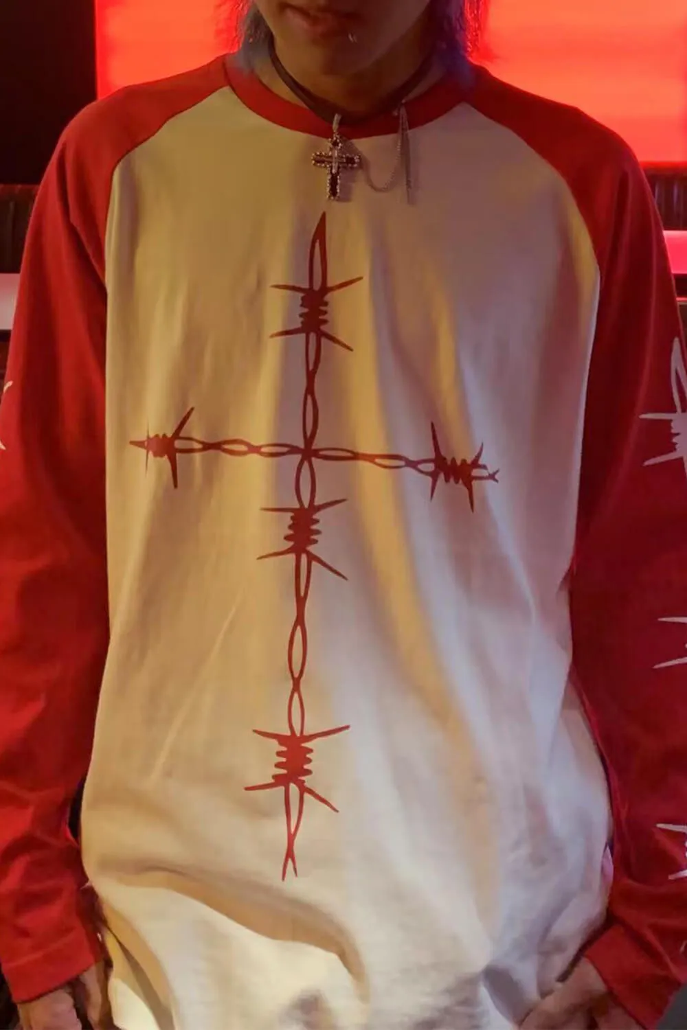 Thorn Barbed Wire Raglan Long Sleeve Shirt