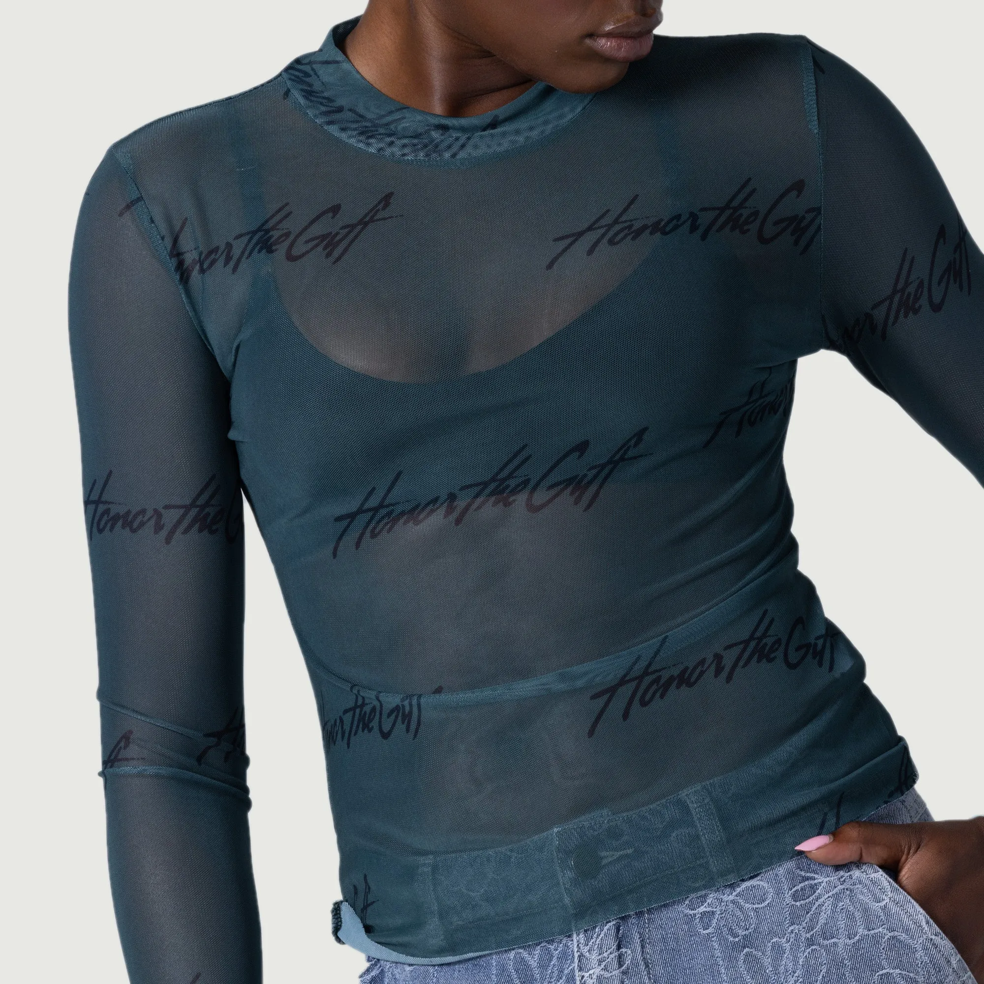 Womens Burnout Mock Top - Green